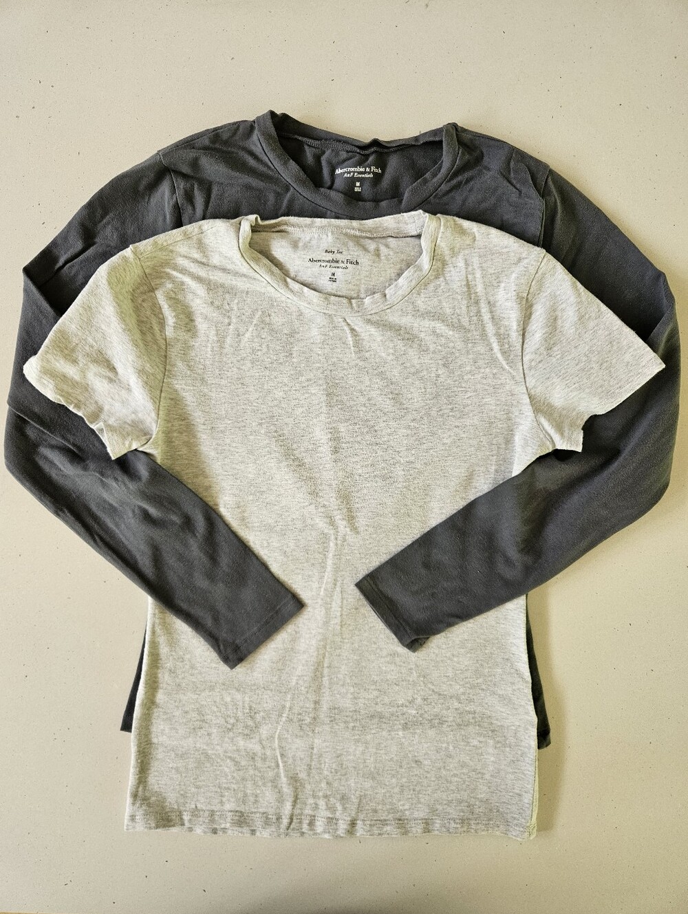 Abercrombie AF Essentials T-shirt Lot M Heather Gray Dark Short And Long Sleeve